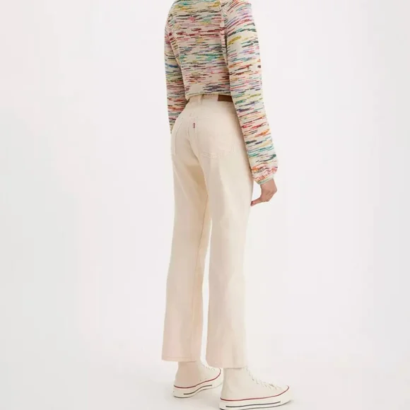 Levis Middy Ankle Bootcut Corduroy Jeans Pants Cream Casual Neutral Size 24 - Picture 5 of 14